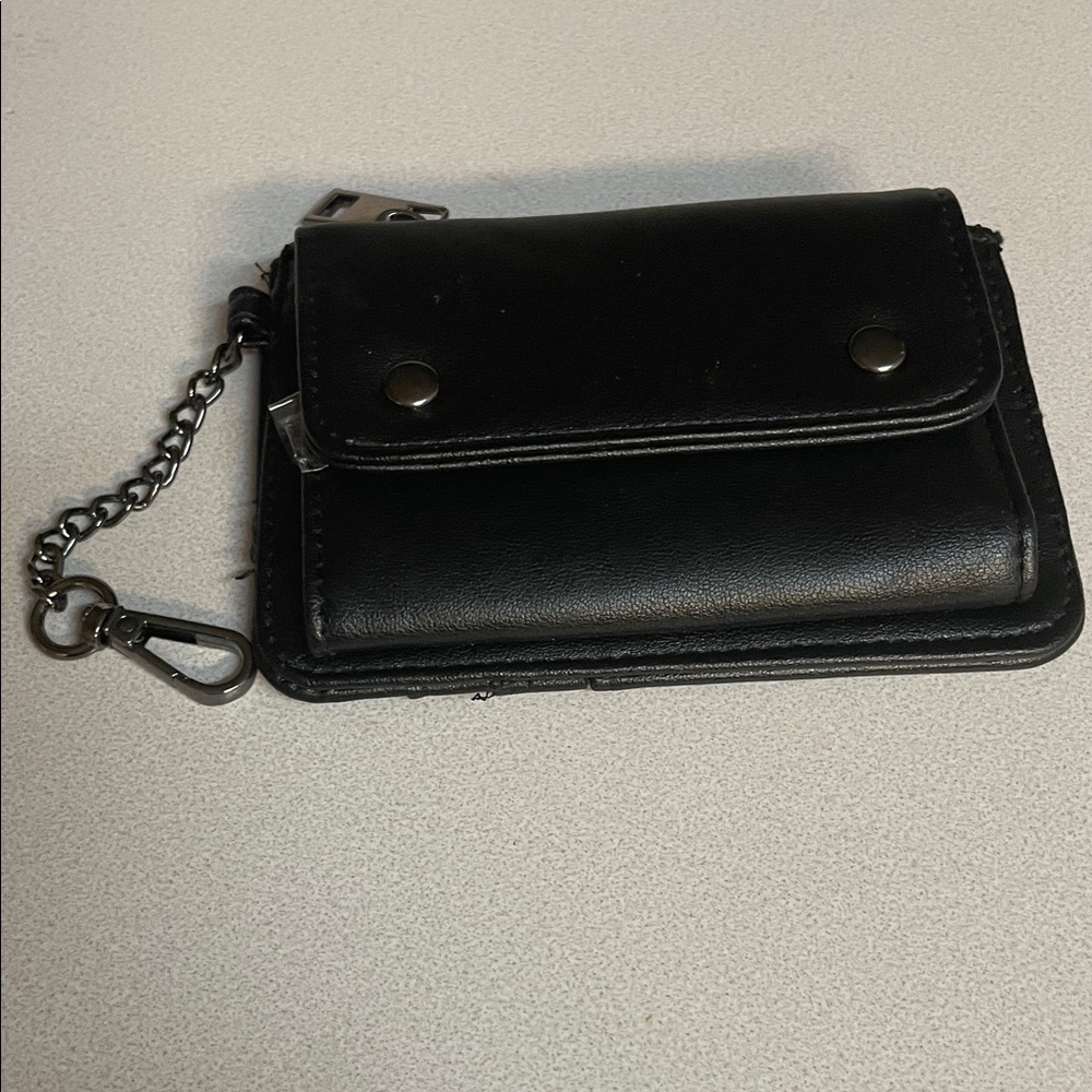 Sleek Black Wallet with Chain